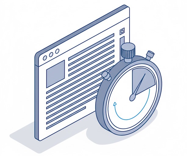 Stopwatch over an article window indicating time spent reading